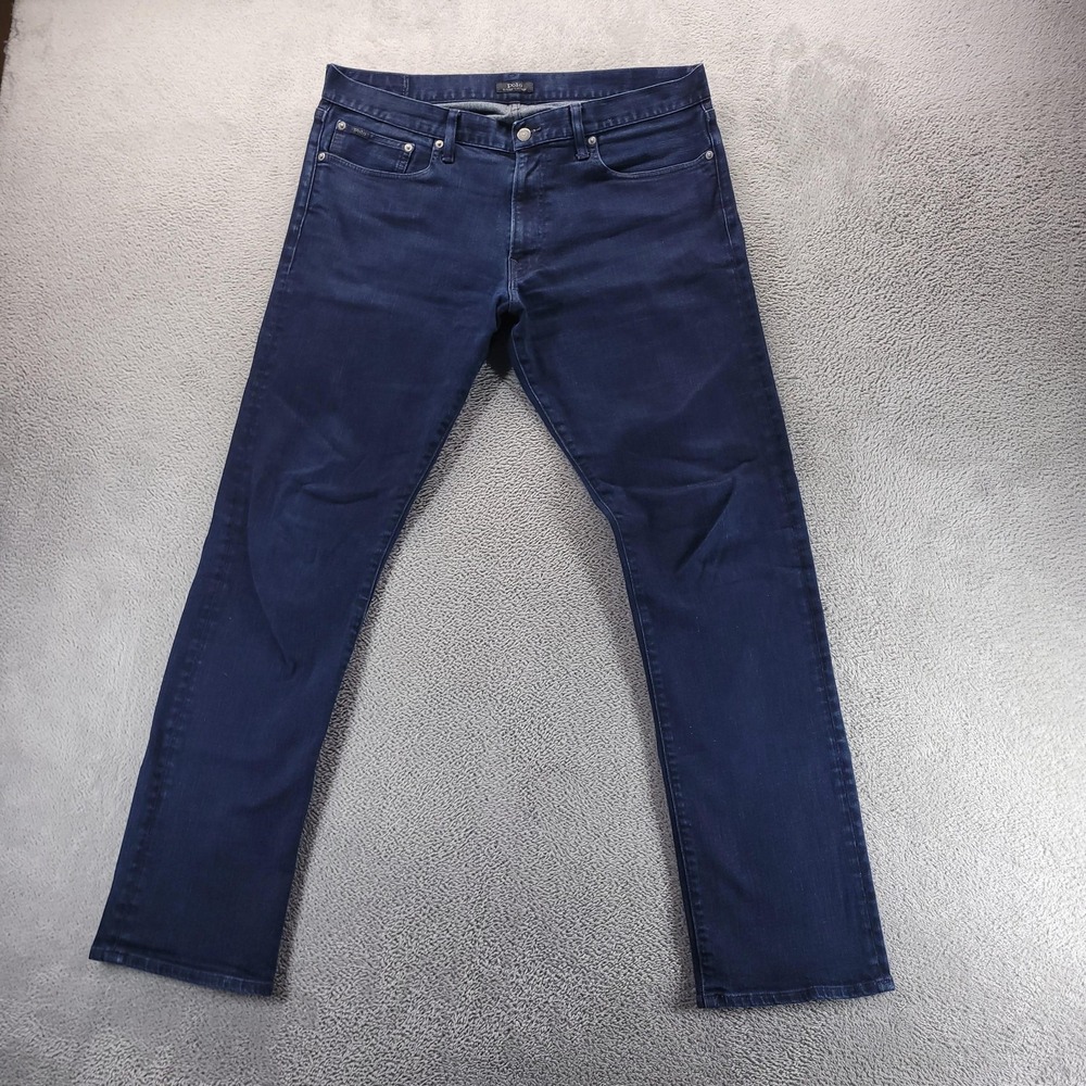 Polo Ralph Lauren Jeans Mens 36x34 Blue Varick Slim Straight Dark Wash Stretch